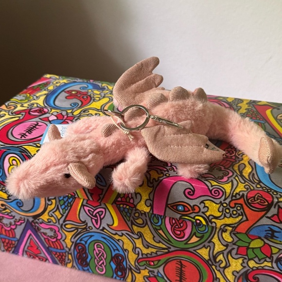 Jellycat Rose Dragon Bag Charm - Picture 1 of 6